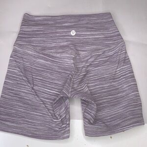 lululemon athletica Women's Purple Striped Bike Shorts aligne size 4